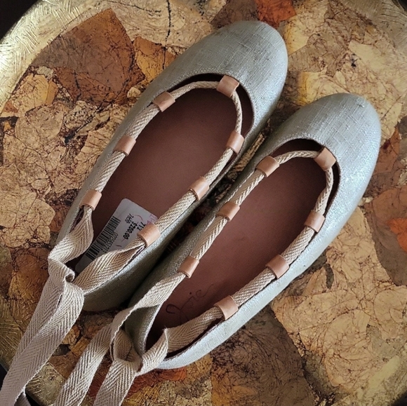 Joie Ankle Tie Canvas Ballet Flats - Picture 5 of 13